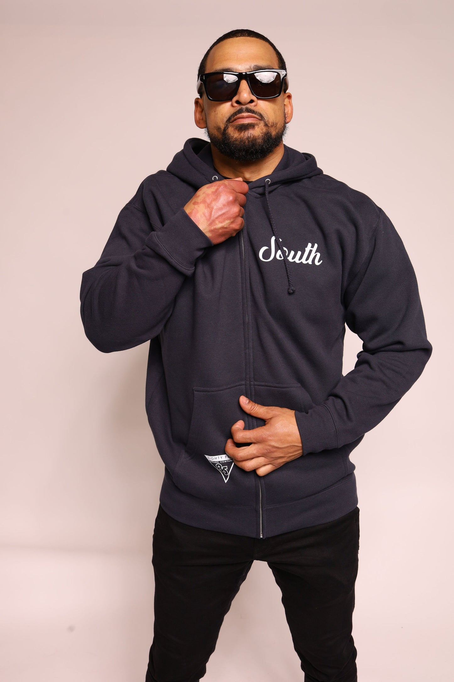 Eighty Five South Zip Up Hoodie - Navy/White