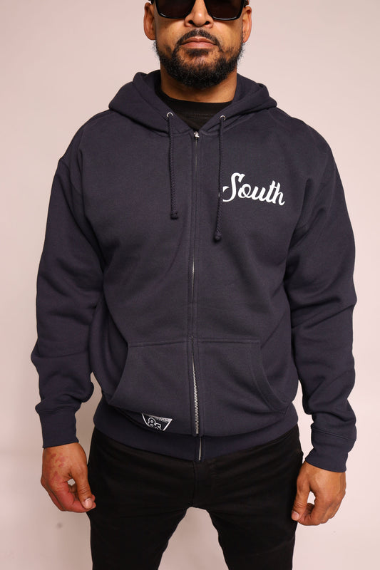Eighty Five South Zip Up Hoodie - Navy/White