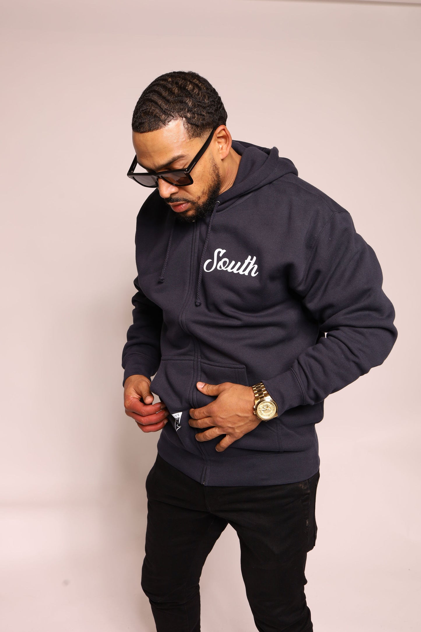 Eighty Five South Zip Up Hoodie - Navy/White