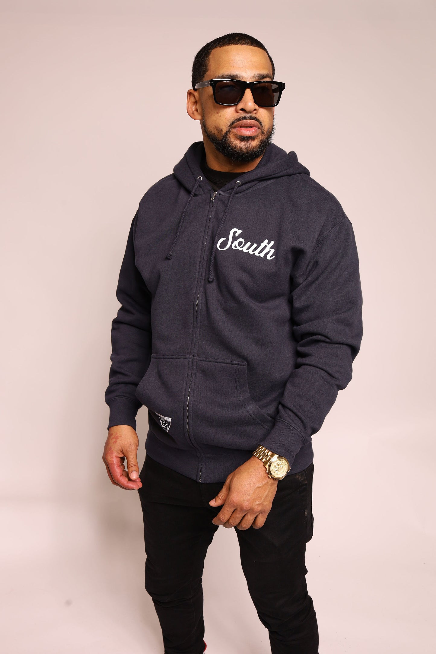Eighty Five South Zip Up Hoodie - Navy/White