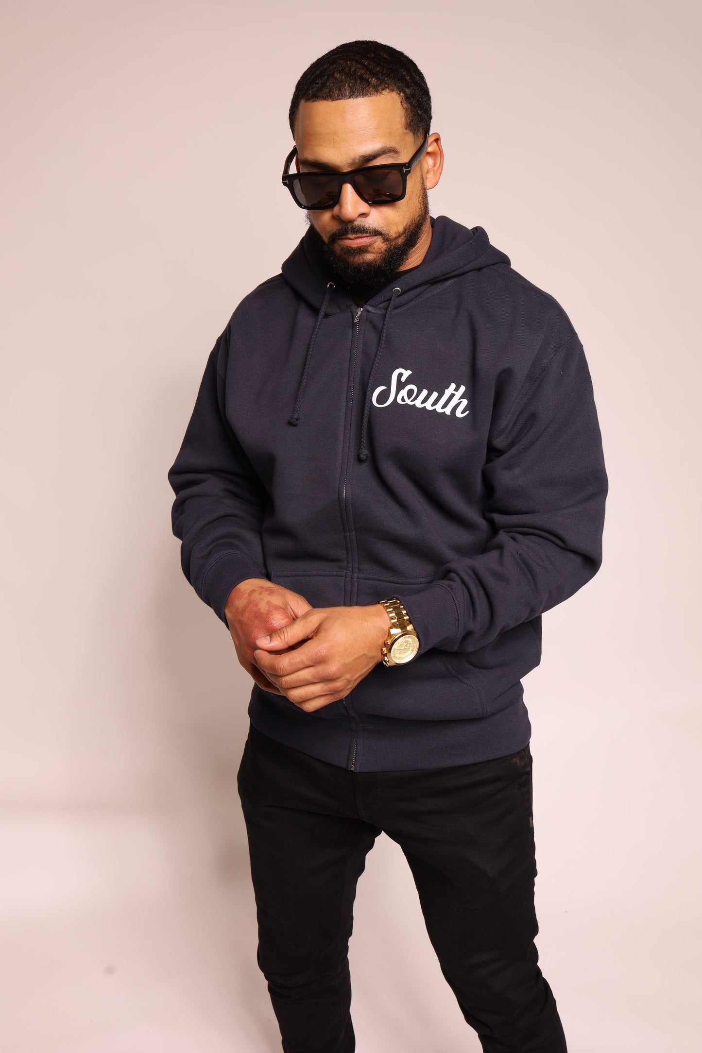 Eighty Five South Zip Up Hoodie - Navy/White