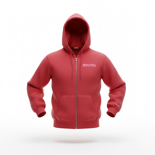 Heart Of The South Zip Up Hoodie - Red/Pink
