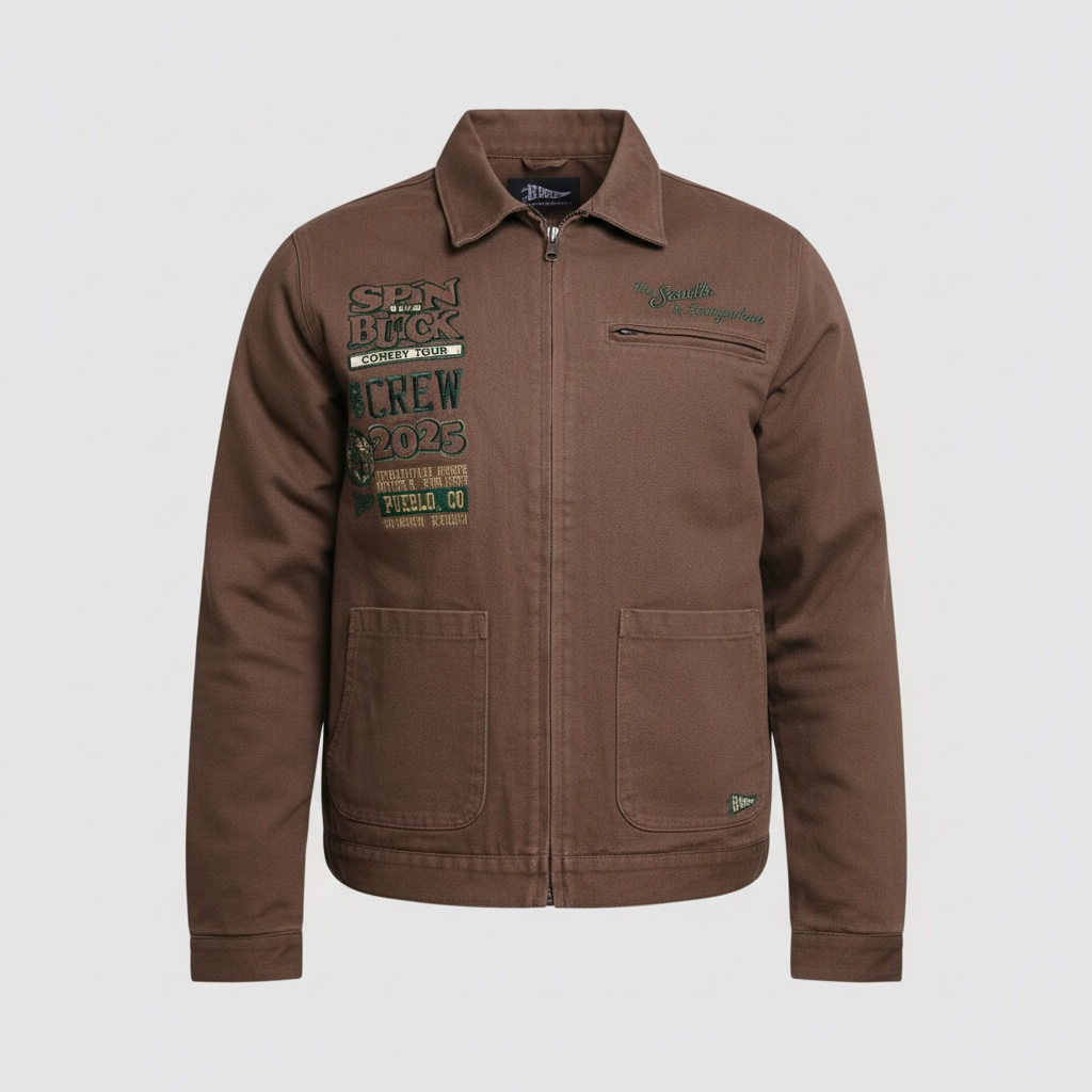 STB Tour Crew Jacket - Brown/ Forest Green