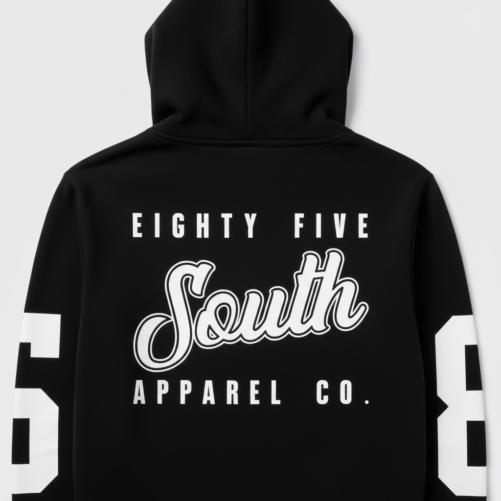 Eighty Five South Zip Up Hoodie - Black/White