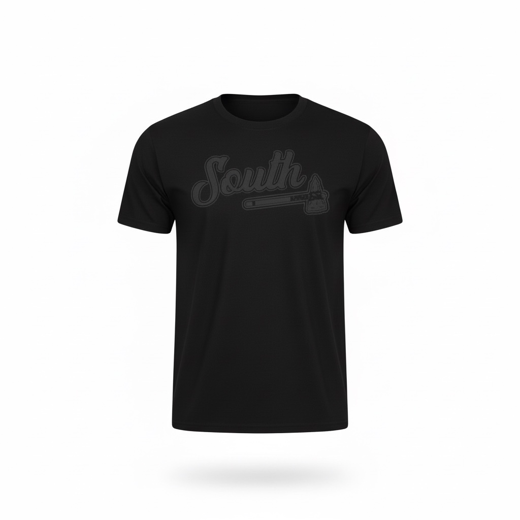 Black Print Tomahawk Tee - Black/Black