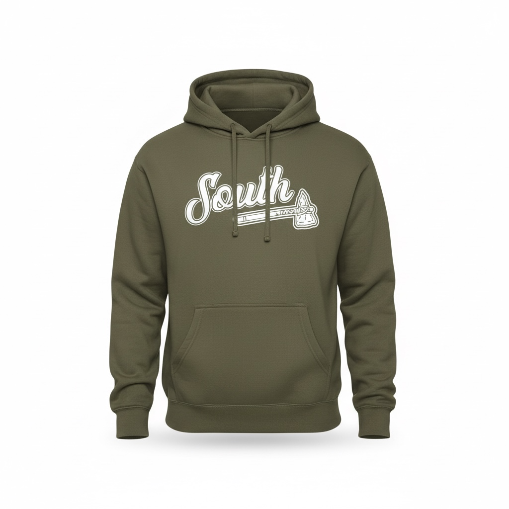 White Print Classic Tomahawk Hoodie - Army/White