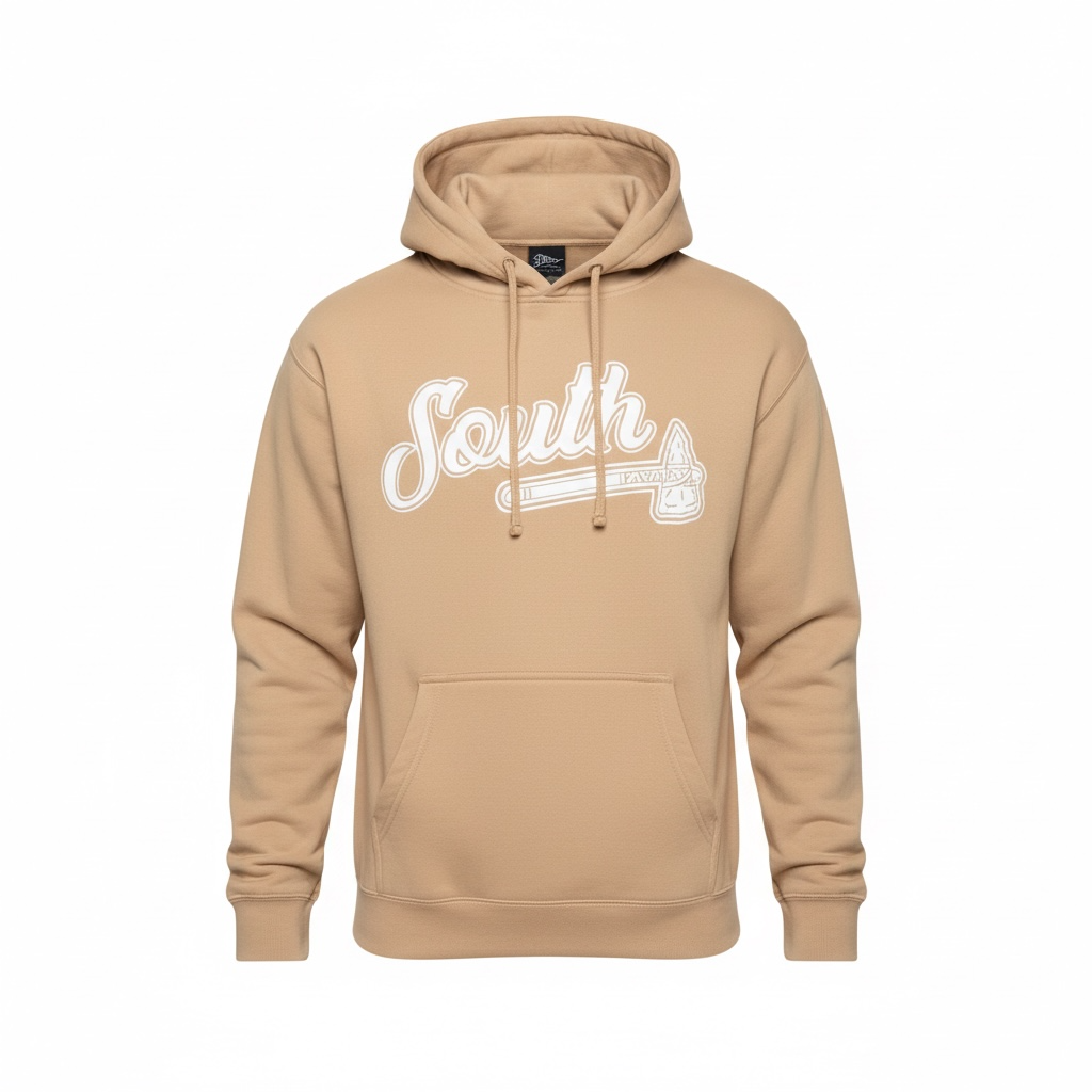 White Print Classic Tomahawk Hoodie - Sand/White