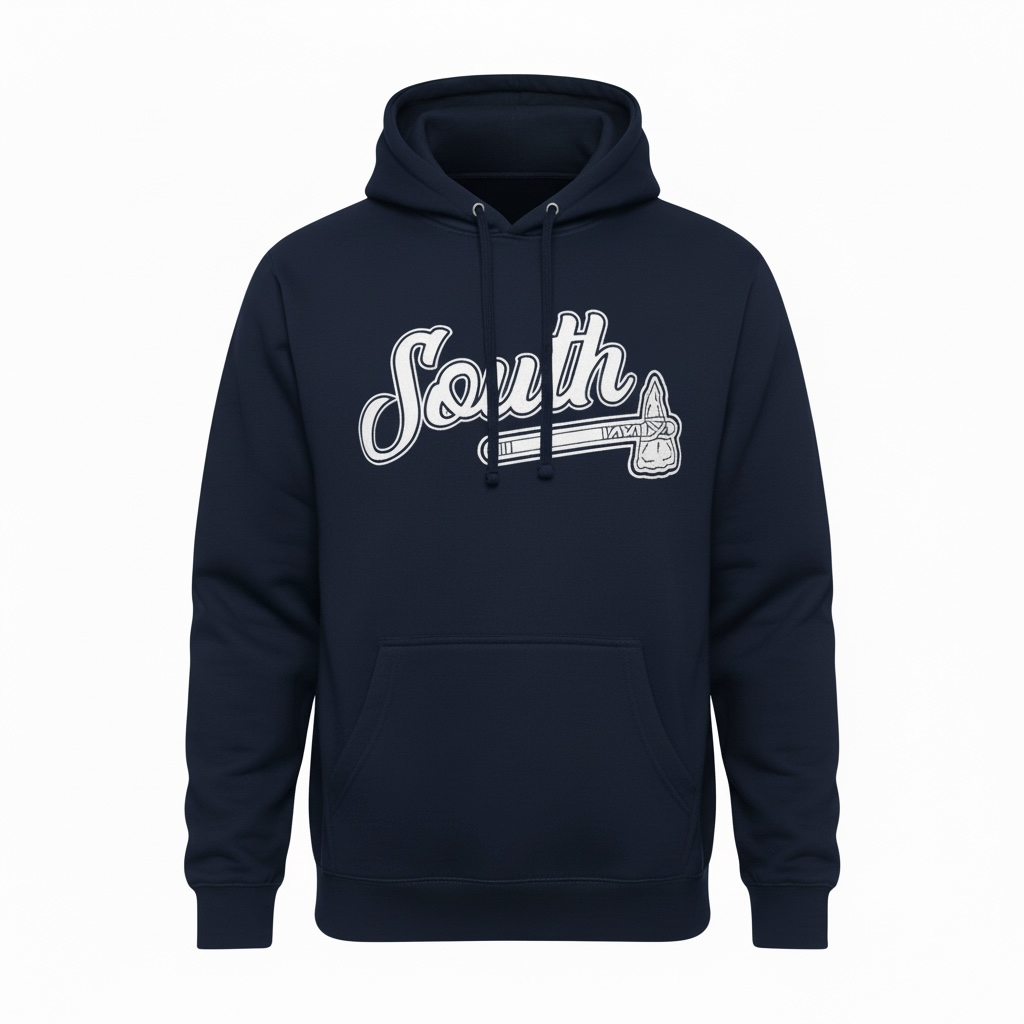 White Print Classic Tomahawk Hoodie - Navy/White