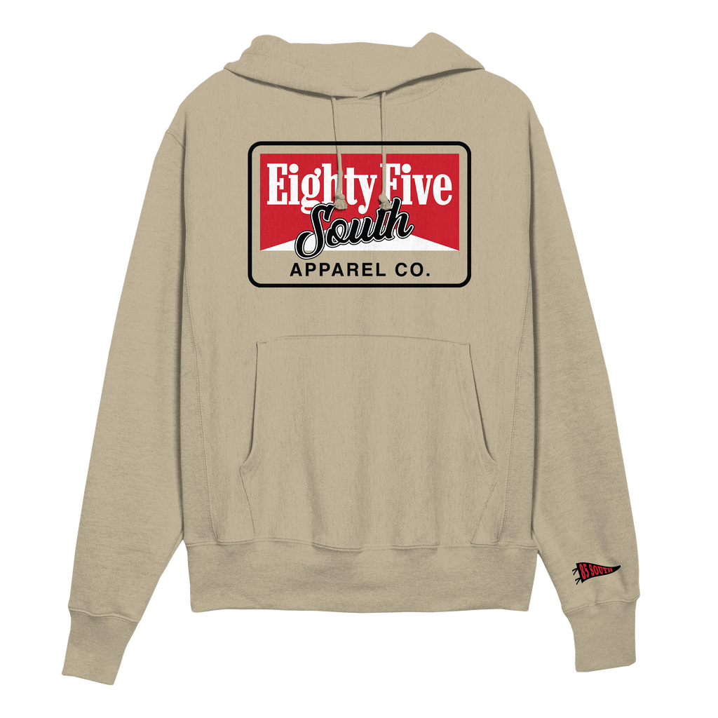 E1- Retro Cig Badge Hoodie - Tan/Red