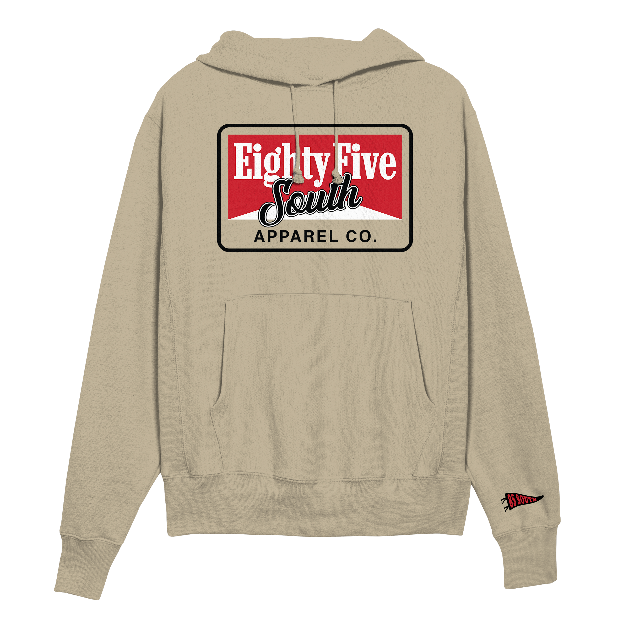 E1- Retro Cig Badge Hoodie - Tan/Red