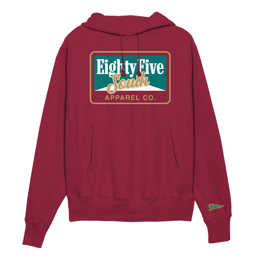 C1- Retro Cig Badge Hoodie - Maroon/Jade