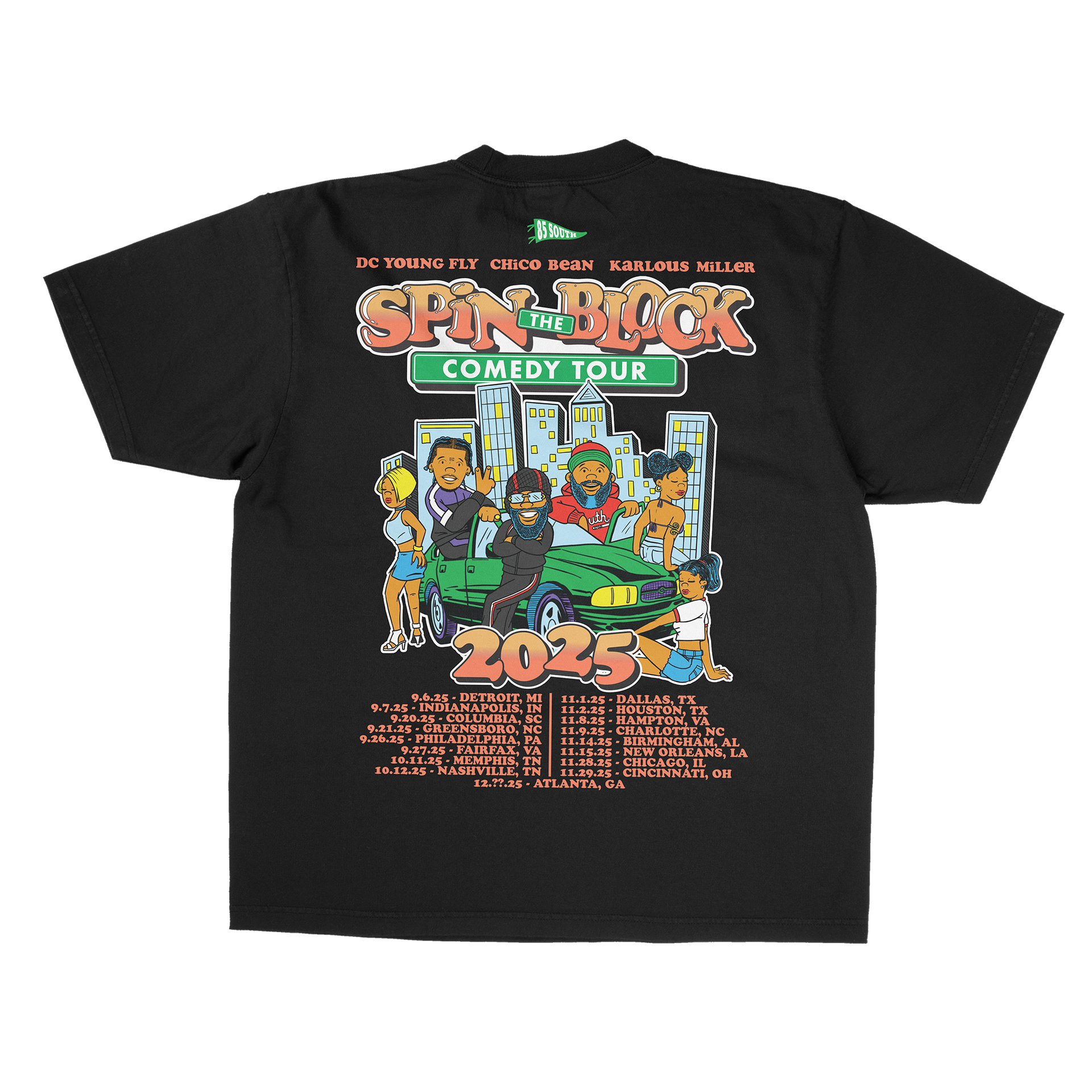 Spin The Block Tour T-Shirt - Black – Eighty Five Apparel Company