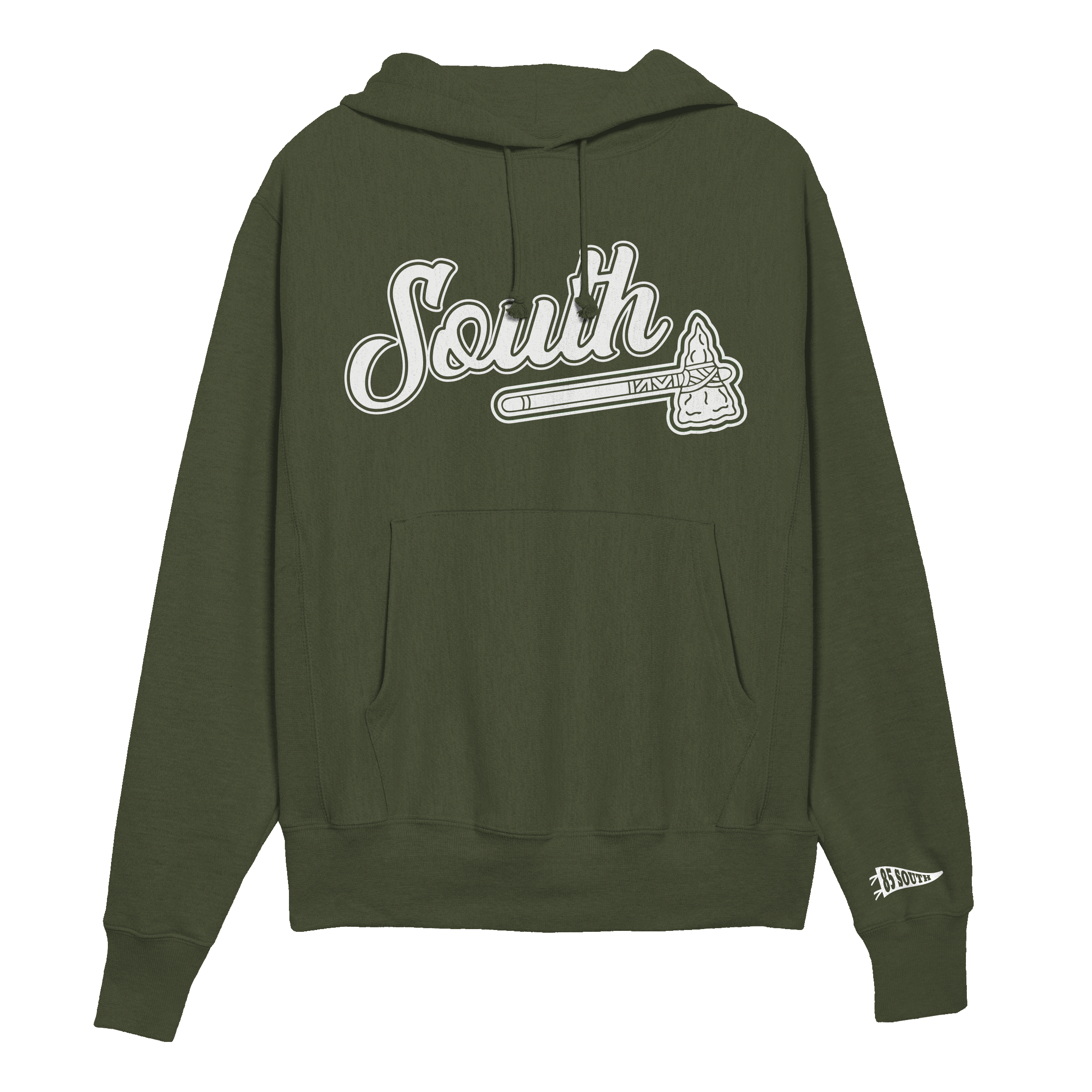 White Print Classic Tomahawk Hoodie - Army/White