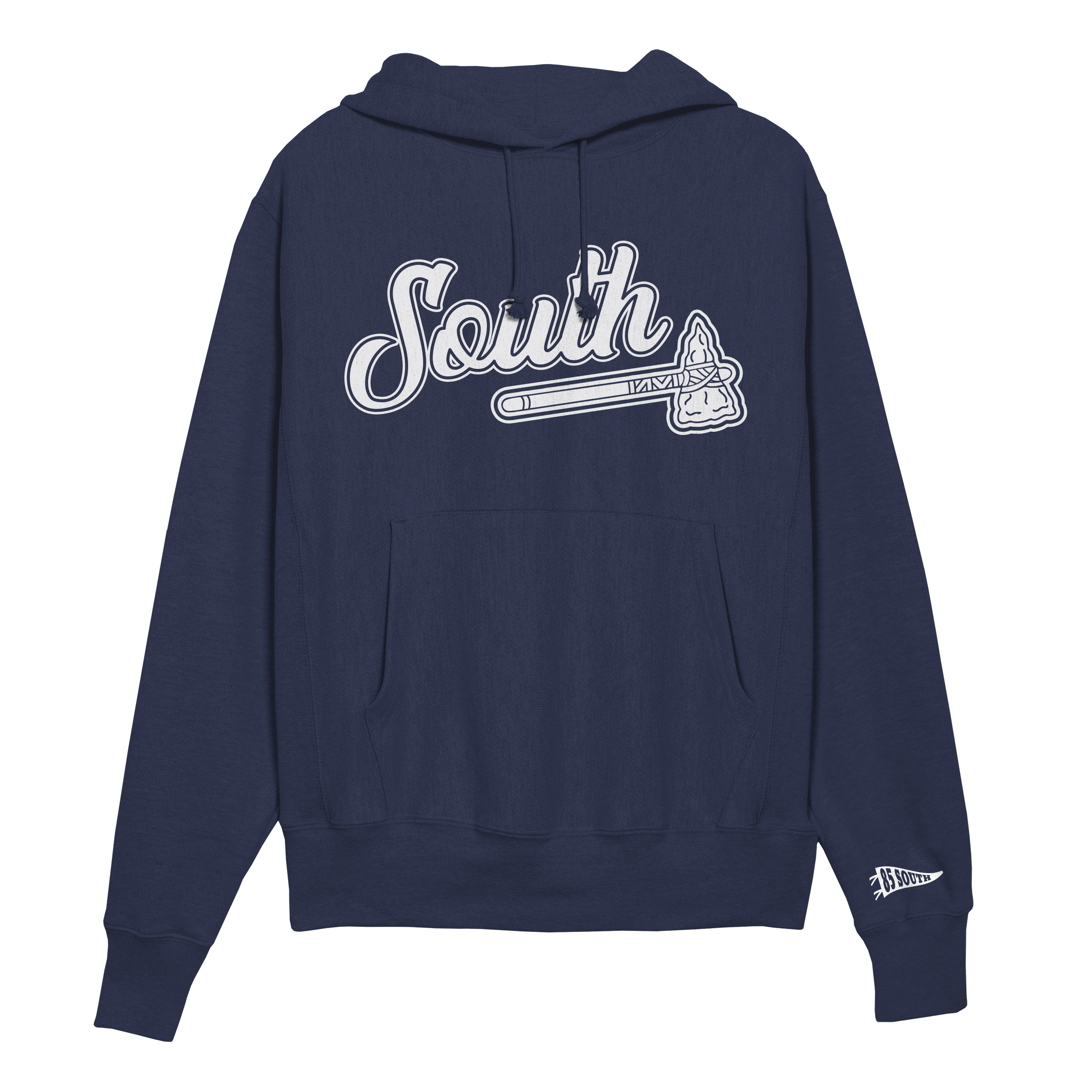 White Print Classic Tomahawk Hoodie - Navy/White