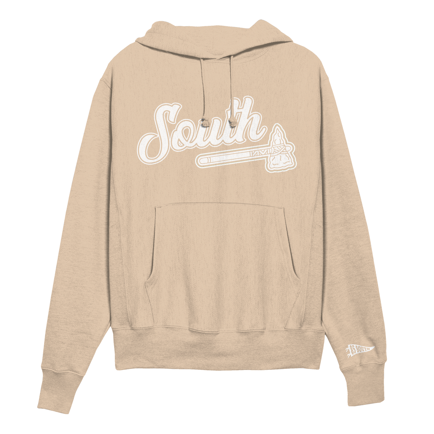 White Print Classic Tomahawk Hoodie - Sand/White