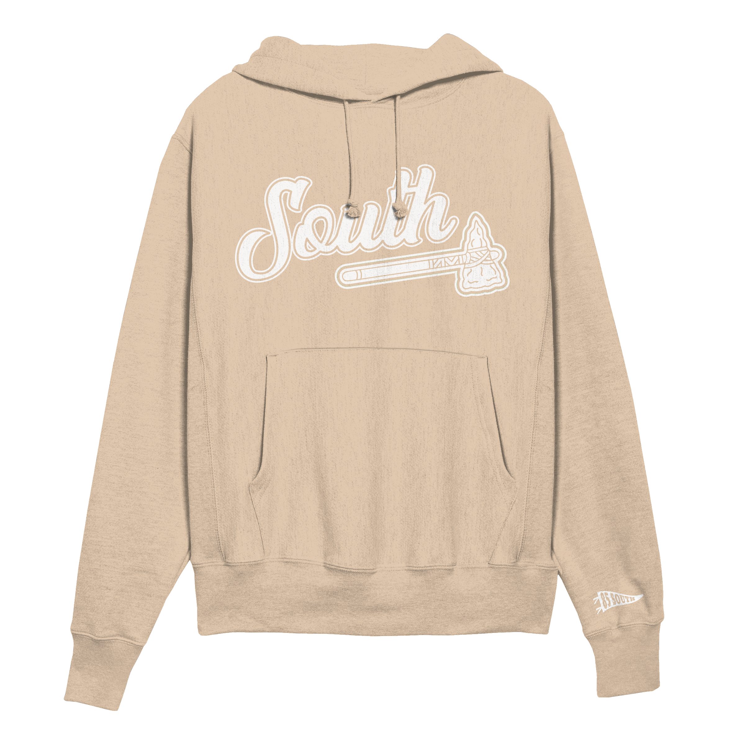 White Print Classic Tomahawk Hoodie - Sand/White