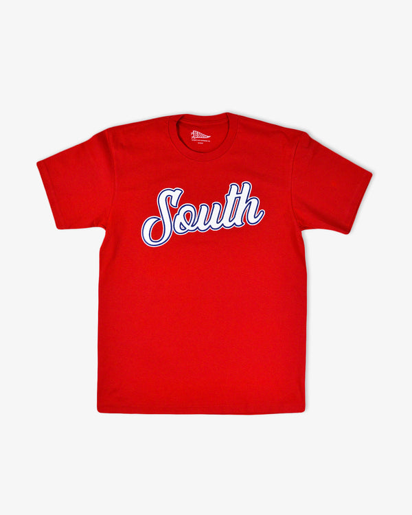 Evergreen South Script Tee- Red